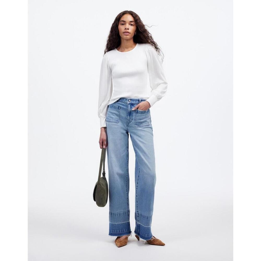 NWT Madewell Ribbed Puff-Sleeve Top - MSRP $62‎ - XXS